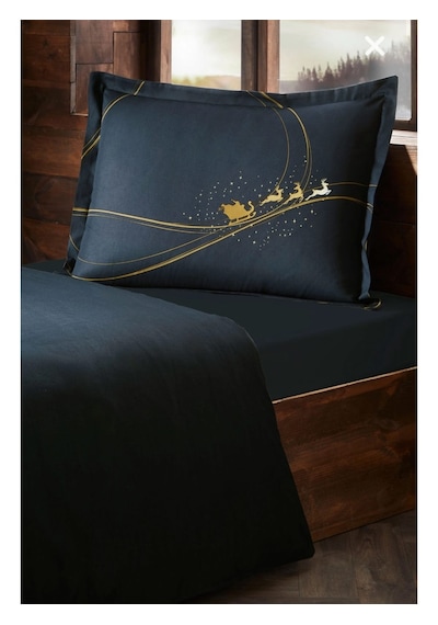 Özdilek Night Twinkle Tek Kişilik Lastikli Çarşaf Nevresim Takımı Lacivert