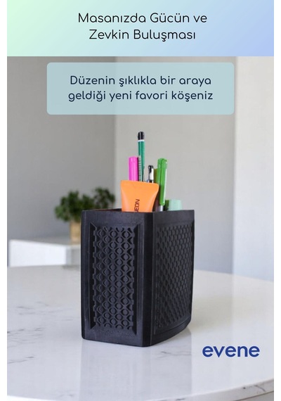 Kalemlik Masa Kalemliği Organizer Kalemlik Siyah Renk Model 92 Çok Renkli