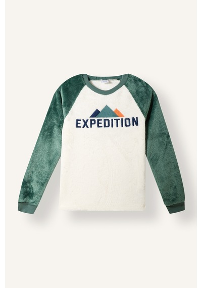 Defacto Baskılı Reglan Kollu Üst Lastikli Paça Pelüş 2li Pijama Takımı Erkek Çocuk I3392a826cwgn469 Yeşil-gn469