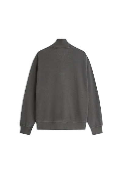 Tommy Hilfiger Relaxed Waffle Label Half Zip Erkek Siyah Sweatshirt-16108