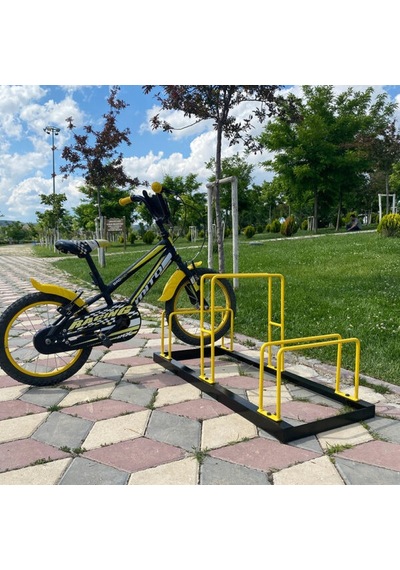 Bisiklet Park Yeri Bisiklet Bağlama Demiri 3'Lü Sarı - Siyah
