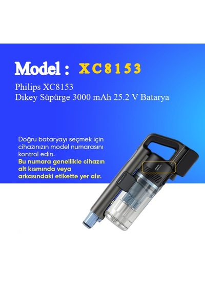 Philips Xc8153 Dikey Süpürge 3000 Mah 25.2v Batarya