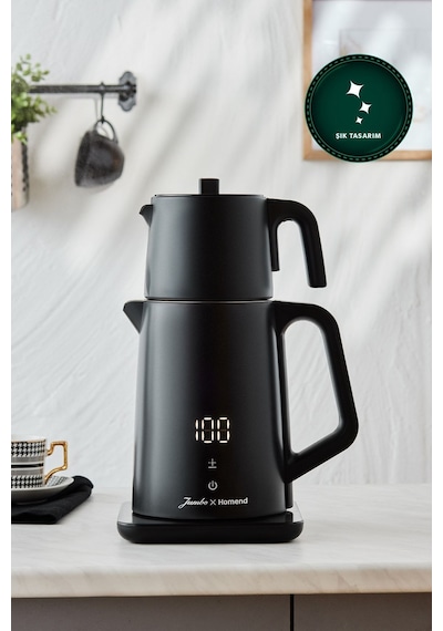 Jumbo x Homend Royaltea Cooltouch 1792H Siyah Çift Duvarlı Paslanmaz Çelik Çay Makinesi Wifi ile Kontrol