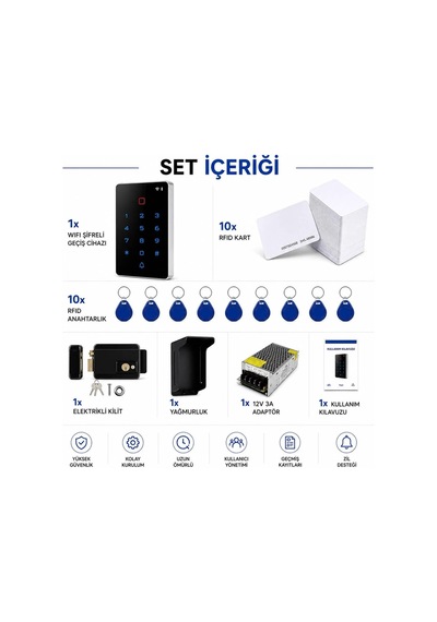 Sonex Wifi Tuya Rfıd Akıllı Şifreli Geçiş Kontrol Sistemi Seti