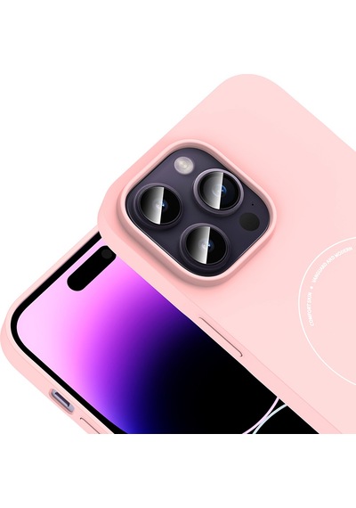 Maks Technology iPhone Uyumlu 14 Pro Max Kılıf M-safe Şarj Özellikli Kamera Korumalı Mkst Elio Sert Pc Kapak - Açık Pembe