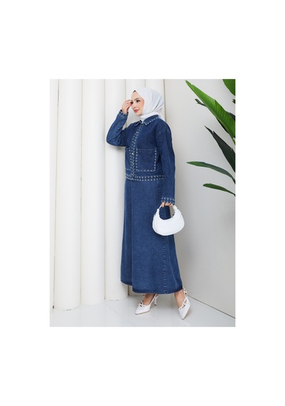 Dorne Moda Özel Üretim Kot Ceket Pantalon Takım - Günlük - Ofis Şıklığı Mavi Mavi