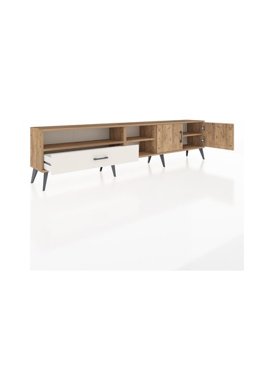 Arges Tv Ünitesi 3 Raflı Tek Çekmeceli 2 Kapaklı 220x30x51 Çam-çam/aytaşı Atlas Çam/aytası - Atlas Çam
