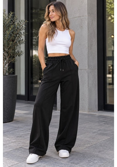 Gugus Outlet Alt Giyim Modelleri Siyah-geniş-kemer-önü-çımalı-bol-paça