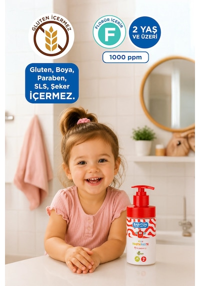 Doğal Çilekli 2 Yaş Ve Üzeri Florürlü Diş Macunu Pompalı 200 Ml Temel Bakım
