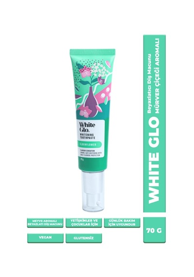 White Glo Glutensiz Vegan Diş Macunu Mürver Çiçeği Aromalı 70 G Beyazlatma