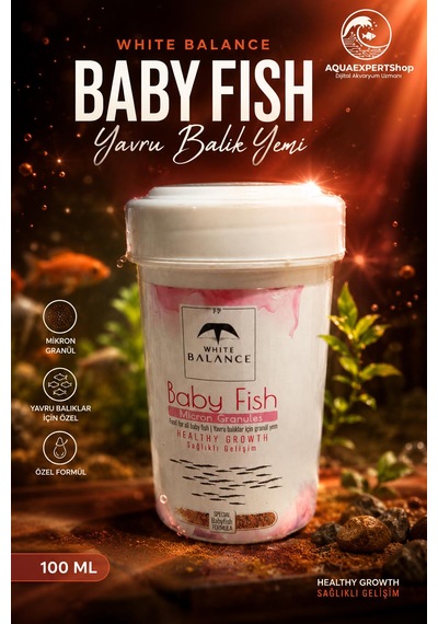 White Balance Baby Fish Granül Yem - Yavru Balık Yemi - Özel Formül - 100 Ml - Yavru Balıklar İçin Güvenli Kullanım