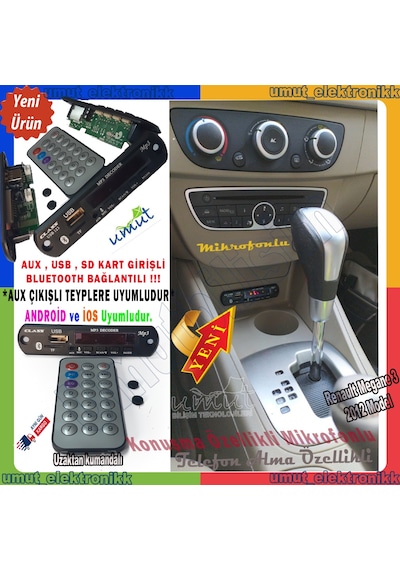 Renault Megan 3 Oto Teyp Bluetooth Usb - Sd - Aux - Mp3 Çevirici Modül
