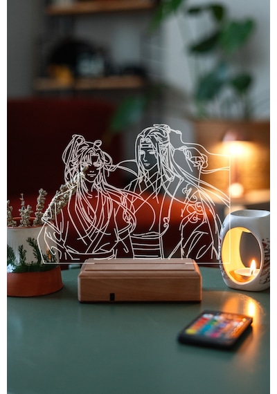 Lan Wangji And Wei Wuxian 16 Renk Kumandalı 3d Gece Lambası