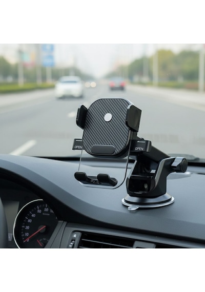 Telefon Tutacağı 360 Dönebilen Ayarlı Güçlü Vantuz Sistemi Kilit Mekanizmalı Araç İçi Tel Tutucu Üniversal Glz03517211 Siyah