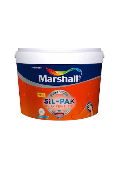 Marshall Sil-Pak Leke Tutmaz Silinebilir Duvar Boyası 15 Lt