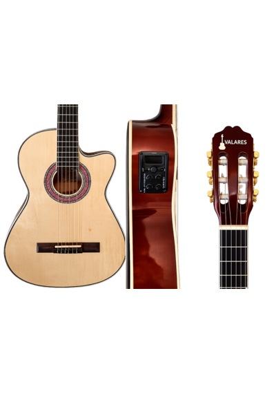 Qcg2303n Elektro Klasik Gitar 39 4 Bant Ekolayzırlı, Gül Ağacı Klavye Full Set: Askı, Tel, Pena, Capo, Tuner, Temizleme Bezi Hediye Natürel