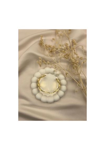 Lunarie Altın Renk Modern Oval Plaka Detaylı Kadın Bilezik