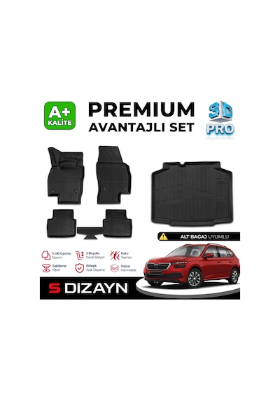 S-dizayn Skoda Kamiq 3d Pro Havuzlu Paspas Ve Bagaj Havuzu Seti 2'li Set 2019 Üzeri A+ Kalite