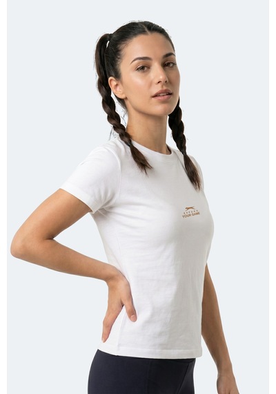 Slazenger Kosta Kadın Baskılı Ekru Tişört