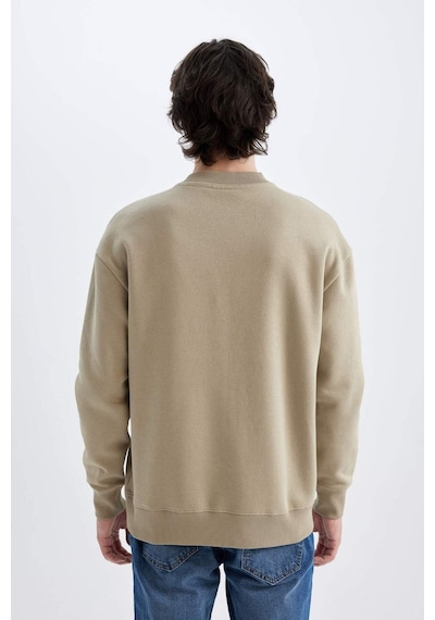 Defacto Boxy Fit Bisiklet Yaka Baskılı Sweatshirt X8282az24aubg311 Bej