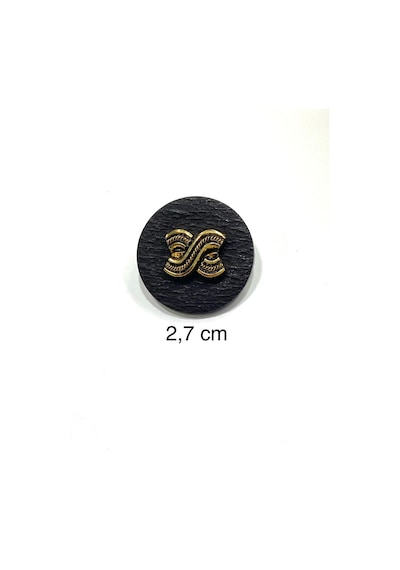 Kaban Mont Düğmesi / Kabartma Gold Detaylı / Siyah 2,7 Cm / Kod:2620