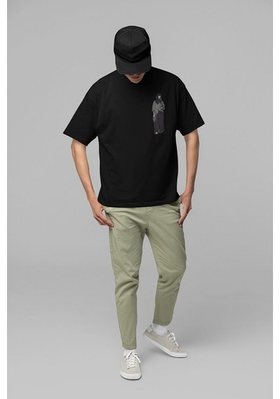 Sevbano Billie Eilish Tasarım Arka Baskılı Unisex Oversize Şarkıcı Tişört Siyah