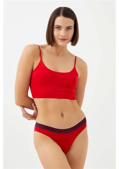 Cottonhill Kırmızı Renk Spor Kesim %90 Pamuklu Kadın Bikini Külot Kırmızı