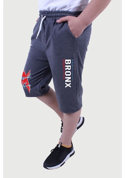 Fyk Kids Bronx Urban Style Yazı Baskılı, Erkek Çocuk Kapri&şort Füme