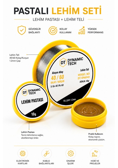 Pastalı Lehim Havya Teli Seti 40+10 Gram 1.2 Mm 40/60
