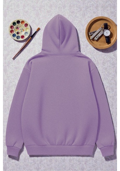 Uyguntarz Unisex Good Days Baskılı Oversize Sweatshirt Lila