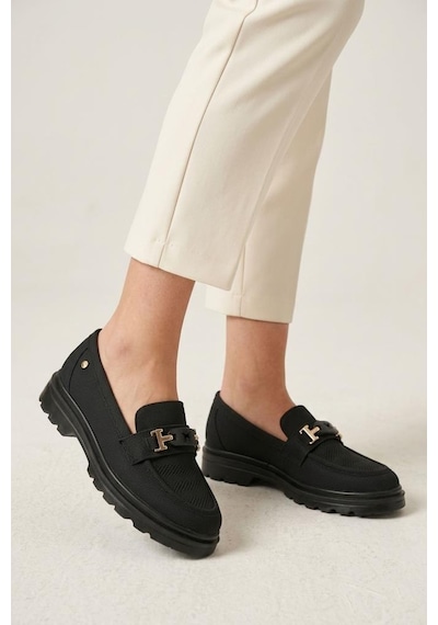 Wanetti 03431 Kadın Ortopedik Günlük Loafer Ayakkabı Sıyah