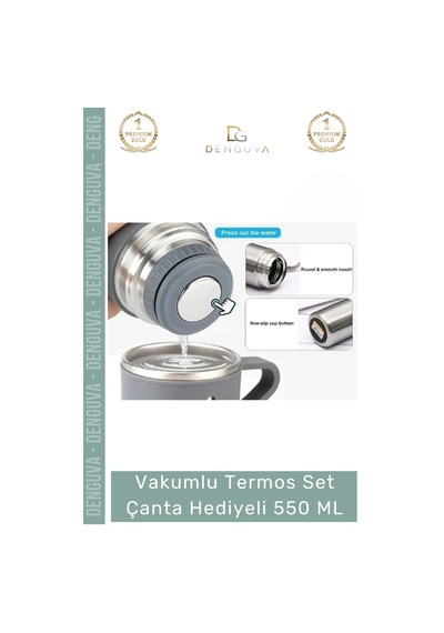 Özel Üretim Paslanmaz Çelik 3 Bardaklı Soğuk Sıcak Termos Vakumlu Termos Set Çanta Hediyeli 550 Ml Çok Renkli 02263277