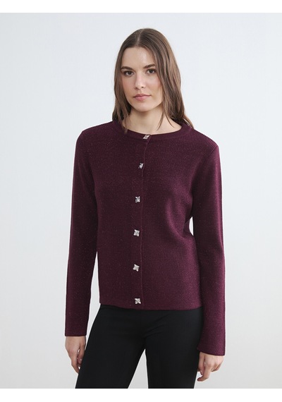 Lcw Comfort Bordo Bisiklet Yaka Kadın Triko Hırka