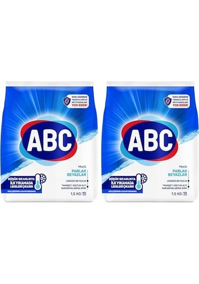 Abc Deterjan Matik Parlak Beyazlar 1,5 Kg 2 Paketi