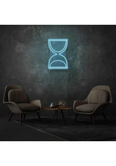 Kum Saati Figürlü Neon Tabela Turkuaz