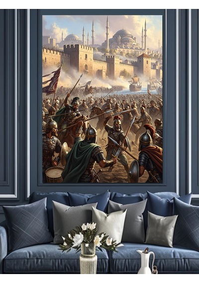 Ahşap Tablo Eski Savaş Alanı Tarihi Sahne Hayvan Tabloları