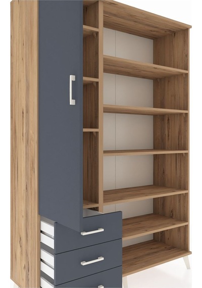 Hyperion Dolap 9 Raflı 3 Çekmeceli 3 Kapaklı 132x44x195 Çam-antrasit/antrasit Antrasıt/antrasıt