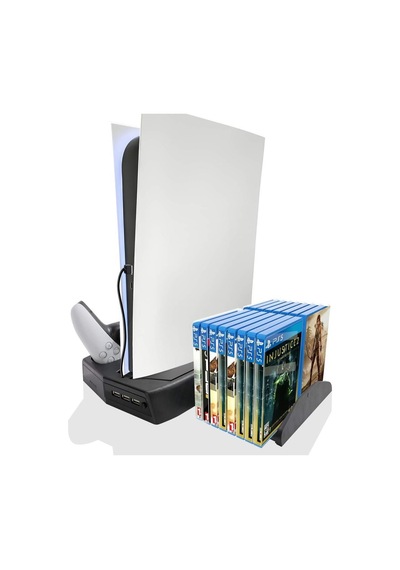 Playstation 5 Standart Fat Kasa Fanlı Stand - Oyun Bölmeli Ps5 Dikey Stand