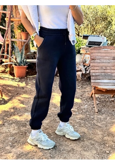 Çarşınet Kadın Eşofman Altı Üç İplik Jogger Kışlık Şardonlu Siyah