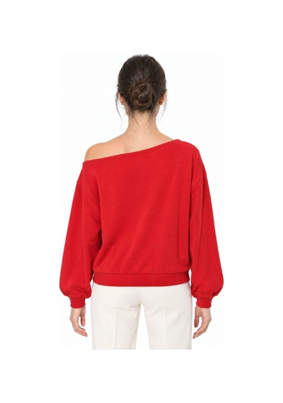 Hiccup Busem Kadın Bisiklet Yaka Polar Sweatshirt Kırmızı