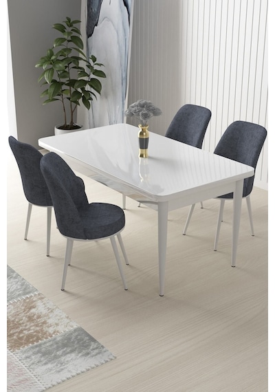 Canisa Concept Nil Serisi 70x110 Sabit Mutfak Masası Takımı Beyaz Masa 4 Füme Sandalye Füme Canisa Concept Nil Serisi 70x110 Sabit Mutfak Masası Takımı Beyaz Masa 4 Füme Sandalye Füme