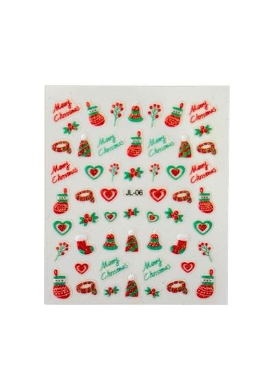 No:6 - Noel Baba 3d Tasarım Yapışkan Tırnak Sticker Tırnak Dövmesi Nail Art