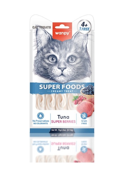 Wanpy Süper Meyveli Ton Balıklı Krema Kedi Ödülü 5x14 Gr