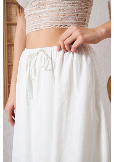 Darlin Moda Ekru Astarlı Etek Dm2006 Ekru