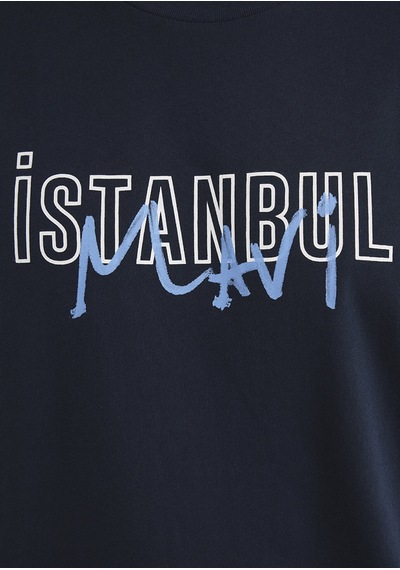 Mavi İstanbul Baskılı Lacivert Erkek T-shirt M067114-34319 Lacivert
