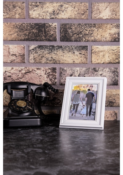 Beyaz Resim Fotoğraf Çerçevesi 10x15 Beyaz Gümüş İşlemeli Beyaz