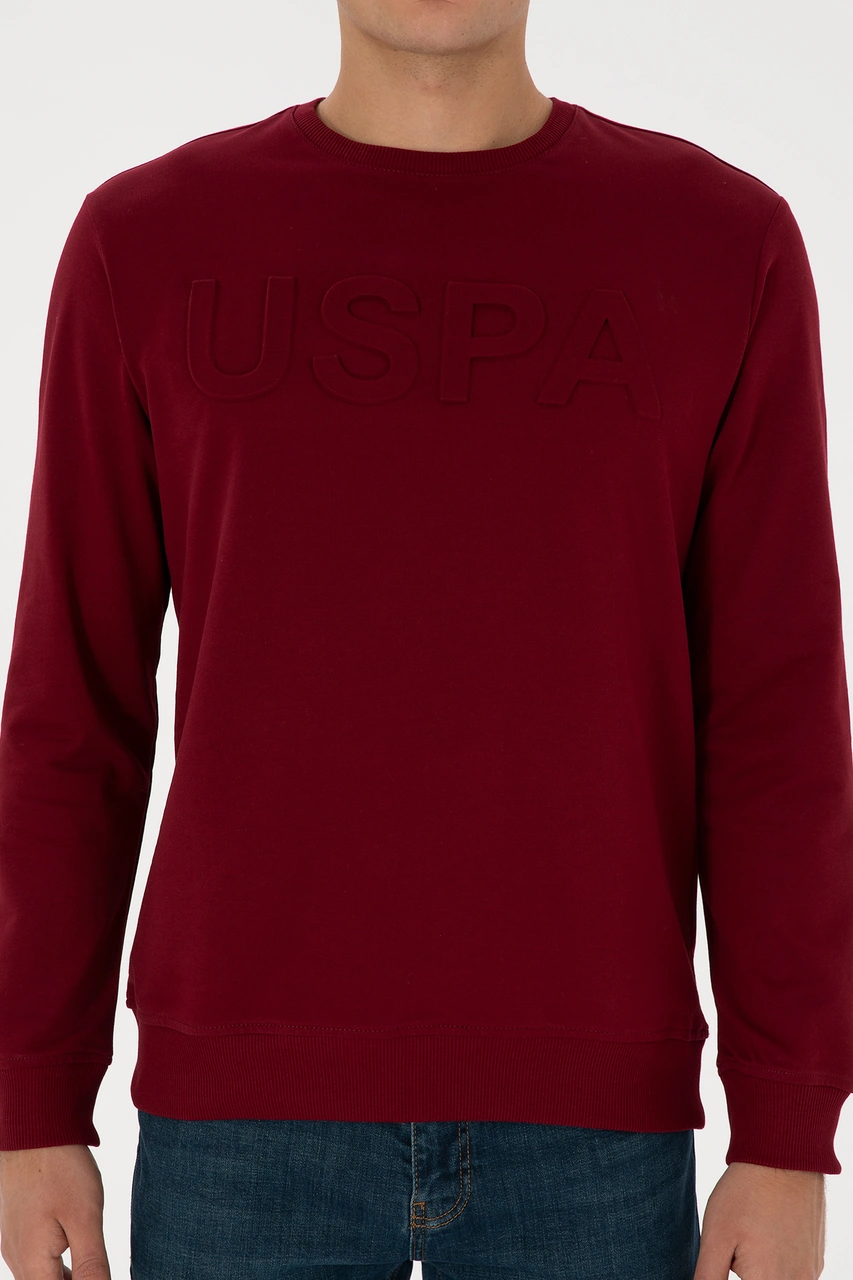 U.S. Polo Assn. Erkek Regular Fit Bisiklet Yaka Bordo Basic Sweatshirt 50307793-VR014