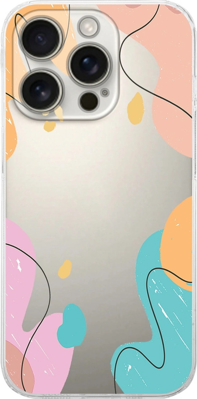 Apple Uyumlu iPhone 16 Pro İle Karışık Renkler Baskılı Kamera Korumalı Şeffaf Kılıf