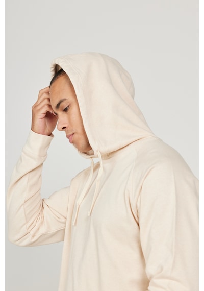 AC&Co / Altınyıldız Classics Erkek Bej %100 Pamuk Standart Fit Normal Kesim Kapüşonlu Uzun Kollu Sweatshirt Bej