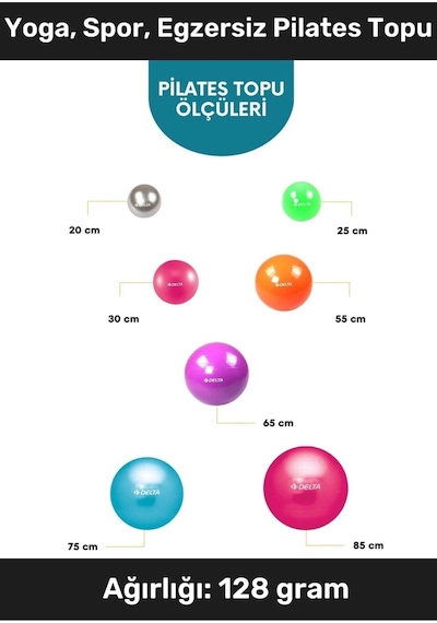 İ Dayanıklı Mini Gymball 20cm Siyah Pilates Topu Şişirme Pompa